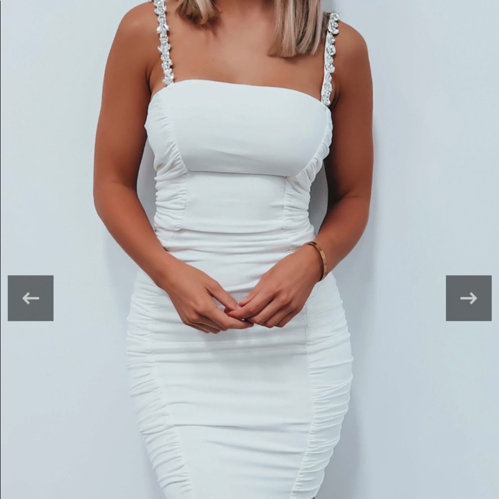 Shop Hopes white jeweled body con dress